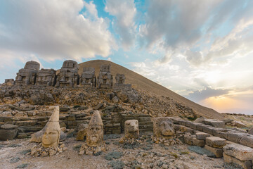 The gigantic statues of gods on mount Nemrut.