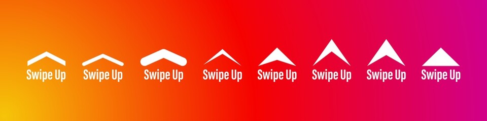 swipe up icon vector button. scroll arrow pointing up. drag to read learn more. isolated white background. internet graphic concept. modern shape line.