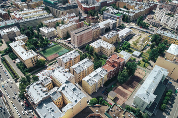 Naklejka premium Aerial Townscape of Saint Petersburg City. Petrogradsky District