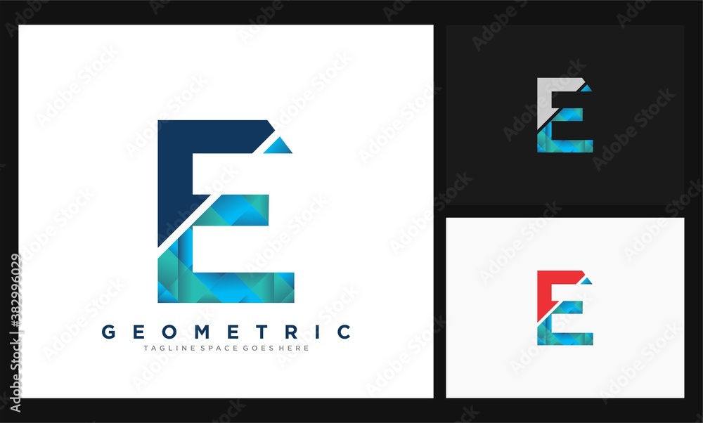 Wall mural letter e geometric concept design logo