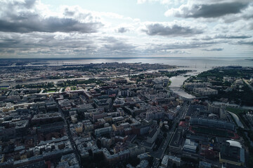 Fototapeta premium Aerial Townscape of Saint Petersburg City. Petrogradsky District