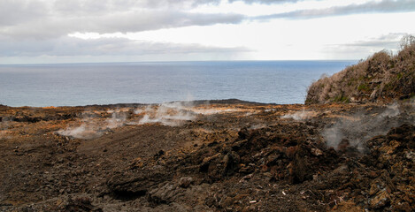 Lava flow , island of Reunion, France