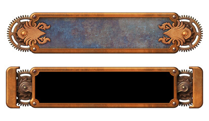 Steampunk aged metal banners