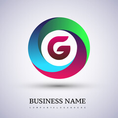 Letter G logo with colorful splash background, letter combination logo design for creative industry, web, business and company.