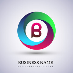 Letter B logo with colorful splash background, letter combination logo design for creative industry, web, business and company.