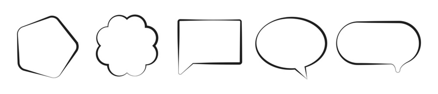 Set of sketch speech bubbles and shapes