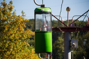 Soviet futuristic cable car in Kharkov in Gorky Park