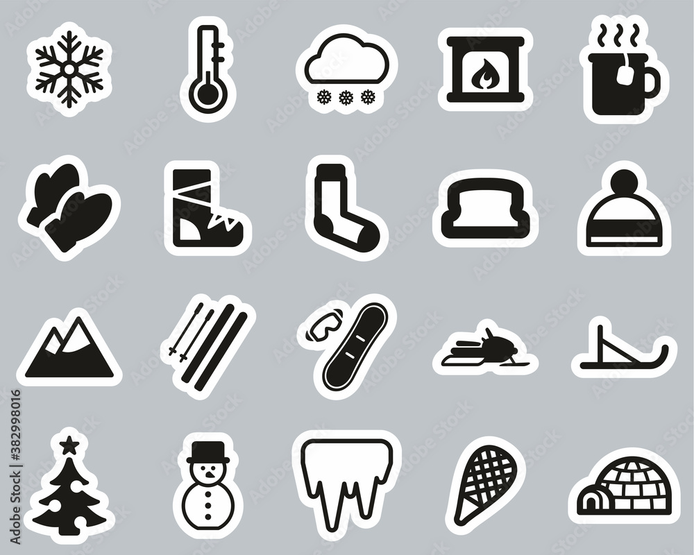 Sticker Winter Icons Black & White Sticker Set Big