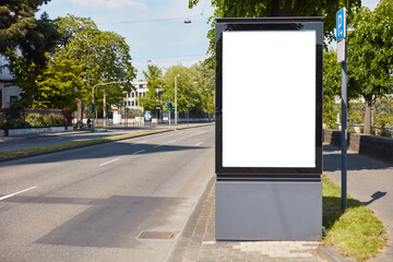 City-Lght-Poster Mock-Up Template next to street at day