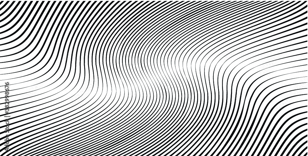 Poster abstract warped diagonal striped background . vector curved twisted slanting, waved lines texture
