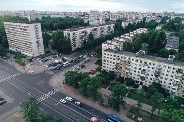 Naklejka premium Aerial Townscape of Saint Petersburg City. Kalininsky District