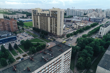 Aerial Townscape of Saint Petersburg City. Kalininsky District