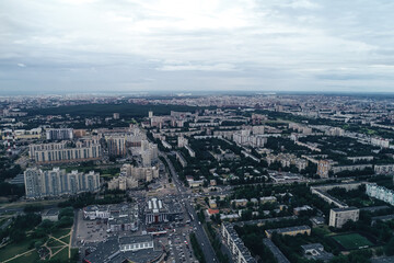 Aerial Townscape of Saint Petersburg City. Kalininsky District