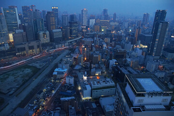 Fototapeta na wymiar Night view of the building of the city of Osaka, Japan