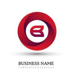 Letter E logo with colorful splash background, letter combination logo design for creative industry, web, business and company.