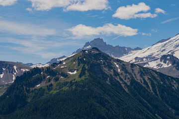 mountain tops and clouds