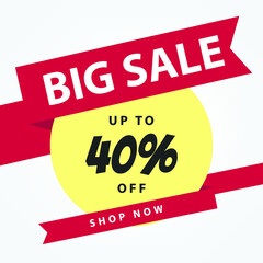 BIG Sale discount icon with white background. Special offer price signs, Discount UP TO 40% OFF