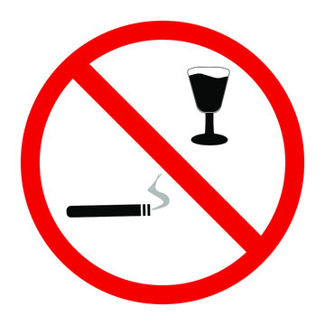 Stop drinking and smoking. no smoking sign - vector illustration. no drinking sign.