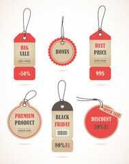 Vector stickers, price tag, banner, label. Coupon sale, offers and promotions vector template.
