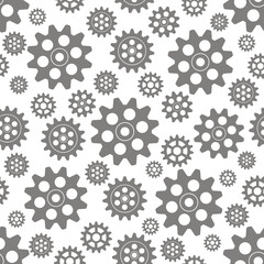 Gears seamless pattern. Vector drawing of factory gear wheels. Mechanical gear. The image of the gear.