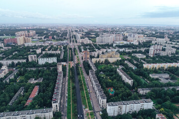 Aerial Townscape of Saint Petersburg City. Kalininsky District