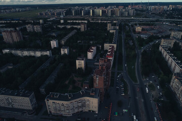 Obraz premium Aerial Townscape of Saint Petersburg City. Kalininsky District