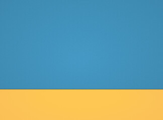 Obraz premium Abstract textured horizontally divided bi-color retro background. Pastel blue and yellow color.