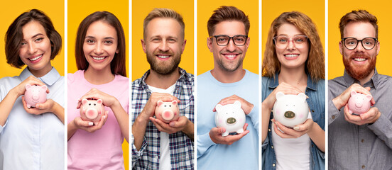 Young people with piggy banks
