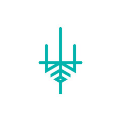 line art logo of a geometric trident
