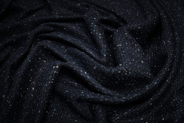 Texture, background, pattern. Black Rayon Fabric for tailoring.