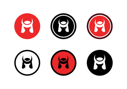 Samurai helmet logo collection, ronin icon set - Vector