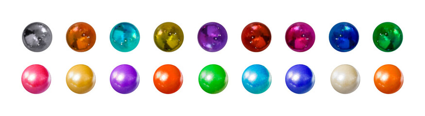 Vector Set of Different Colored Spheres, Colorful Illustration, Metallic and Plastic 3D Balls Isolated on White Background.
