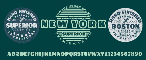 Craft retro vintage typeface design. Youth fashion type. Textured alphabet