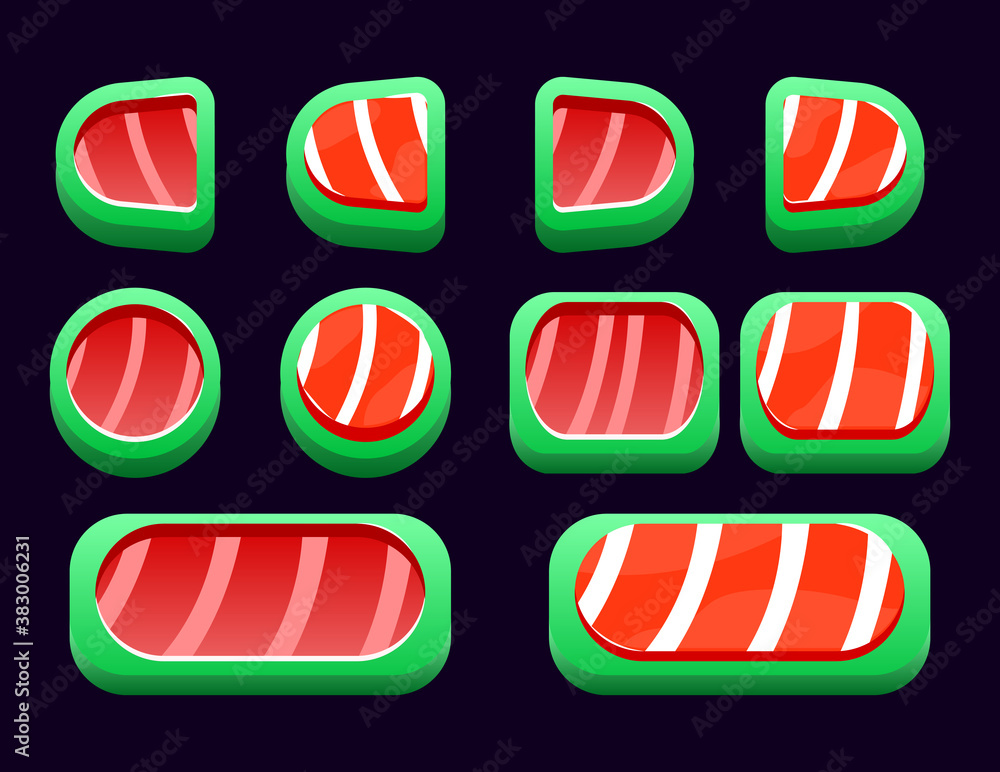 Poster set of animate christmas button for gui asset elements vector illustration