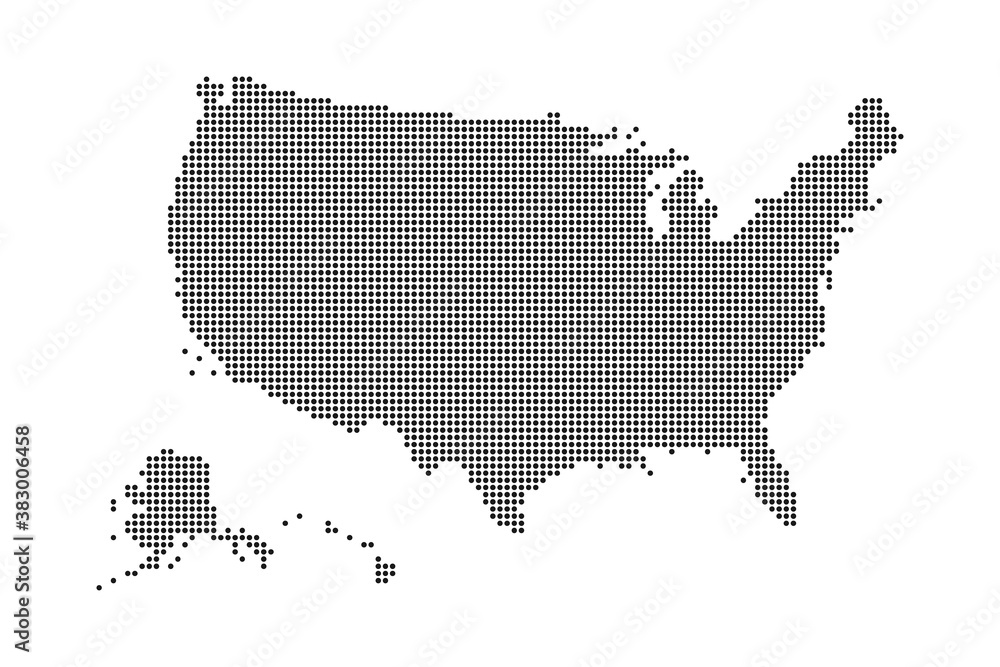 Poster usa map made by dots and points. dotty map of united state of america. vector illustration.
