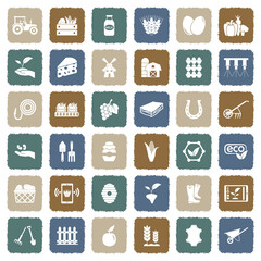 Farm Icons. Grunge Color Flat Design. Vector Illustration.
