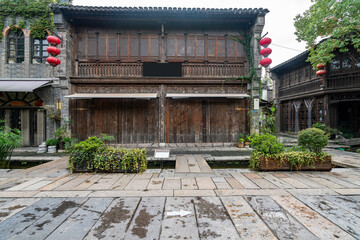 Obraz premium Ancient town buildings and streets in Nanjing, China