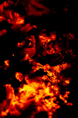 Fototapeta na wymiar red-hot red charcoal as background