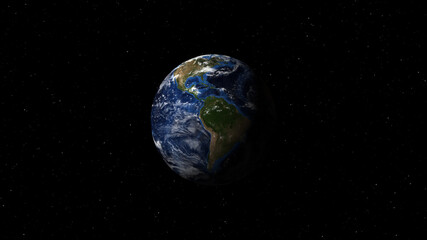 Obraz na płótnie Canvas Planet earth from space. Day to night realistic world globe spinning slowly animation. full revolution of the planet around its axis.(Elements of this image furnished by NASA.)