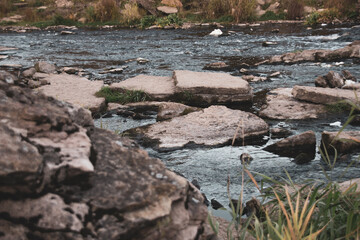 A photo of a small river in Russia, taken on a long exposure.
