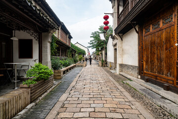 Obraz premium Ancient town buildings and streets in Nanjing, China