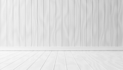 3d rendering room empty White wood plank texture floor background with copy space for your text. Minimal concept. White minimalist room interior decor large wall, white landscape in Home illustration