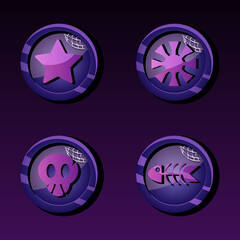 Set of Halloween currency coin icon for game ui asset elements