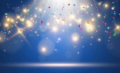 Vector illustration of falling confetti on a transparent background.