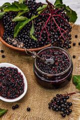 Elderberry jam from ripe berries