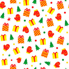 Seamless pattern with Christmas gift boxes. Festive Christmas background