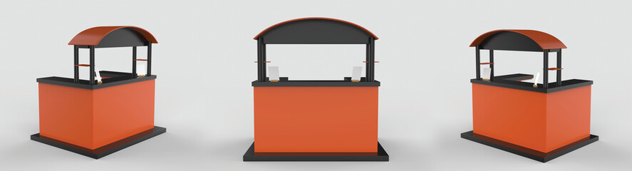 food or coffee Trolley Cart on a white background. 3d Rendering