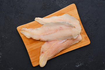 Top view of raw fresh haddock fillet