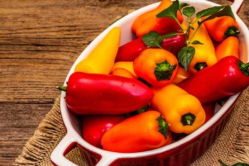 Assorted ripe multi-colored baby peppers