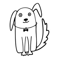 Vector illustration of a hand drawing of a cheerful dog. Can be used for baby t-shirt print, fashion print design, kids wear, baby shower celebration greeting and invitation card.